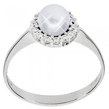 Λευκόχρυσο Δαχτυλίδι με μαργαριτάρι Κ14