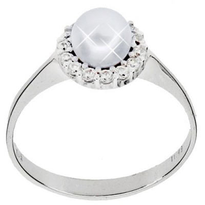 Λευκόχρυσο Δαχτυλίδι με μαργαριτάρι Κ14