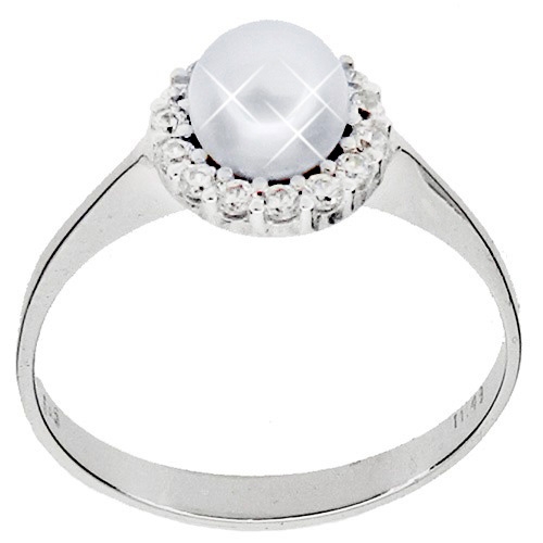 Λευκόχρυσο Δαχτυλίδι με μαργαριτάρι Κ14