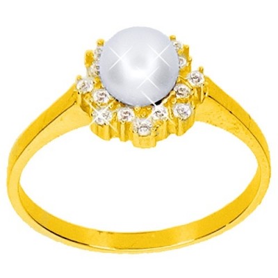 Χρυσό δαχτυλίδι Κ14 με μαργαριτάρι