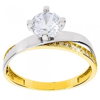 Χρυσό μονόπετρο δαχτυλίδι Κ14