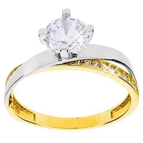 Χρυσό μονόπετρο δαχτυλίδι Κ14