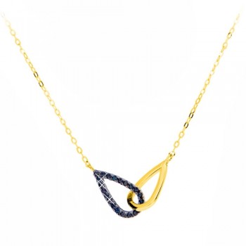 Χρυσό κολιέ Κ14 διπλής όψης με ζιργκόν