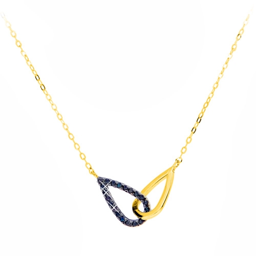 Χρυσό κολιέ Κ14 διπλής όψης με ζιργκόν