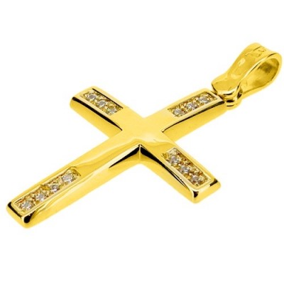 Χρυσός σταυρός Κ9 με αλυσίδα