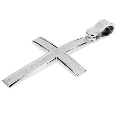 Λευκόχρυσος  σταυρός Κ9 με αλυσίδα