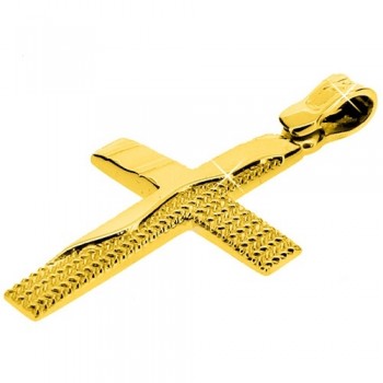 Χρυσός σταυρός Κ9 με αλυσίδα