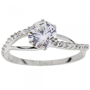 Λευκόχρυσο δαχτυλίδι μονόπετρο Κ14