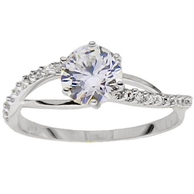 Λευκόχρυσο δαχτυλίδι μονόπετρο Κ14