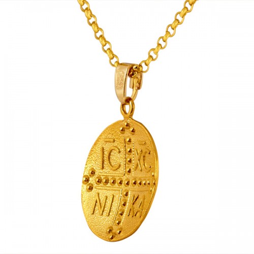 Χρυσό μασίφ φυλαχτό διπλής όψης Κ14