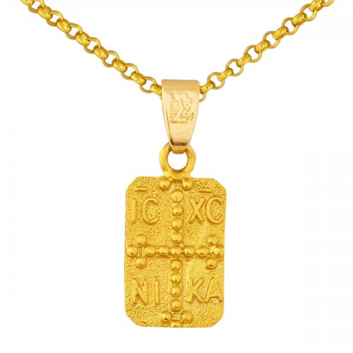 Χρυσό μασίφ φυλαχτό διπλής όψης Κ14