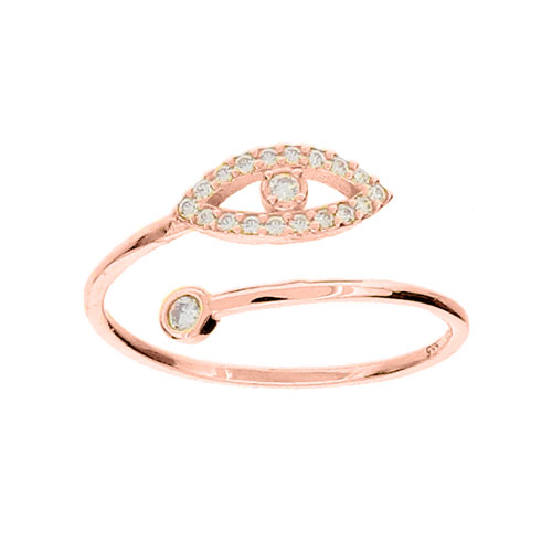 Δαχτυλίδι ανοικτό ροζ χρυσό Κ14 με μάτι