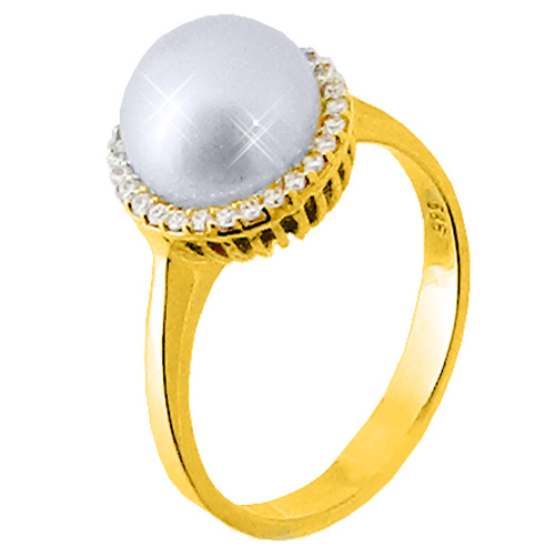 Χρυσό δαχτυλίδι Κ14 με μαργαριτάρι και ζιργκόν