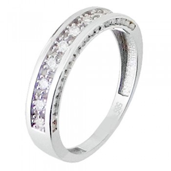 Λευκόχρυσο σειρέ δαχτυλίδι Κ14 με ζιργκόν