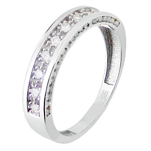 Λευκόχρυσο σειρέ δαχτυλίδι Κ14 με ζιργκόν