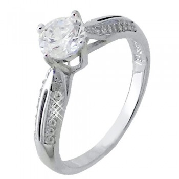 Ασημένιο μονόπετρο δαχτυλίδι 925