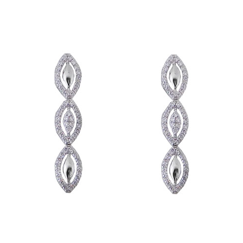 Λευκόχρυσα νυφικά σκουλαρίκια Κ14 με ζιργκόν