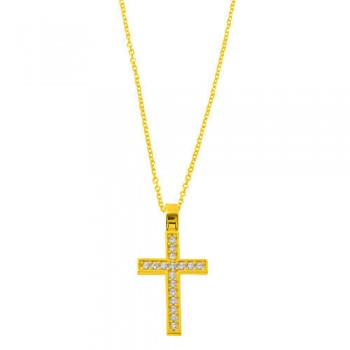 Χρυσός σταυρός Κ14 με αλυσίδα