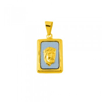 Χρυσό φυλαχτό Κ14 με δέρμα