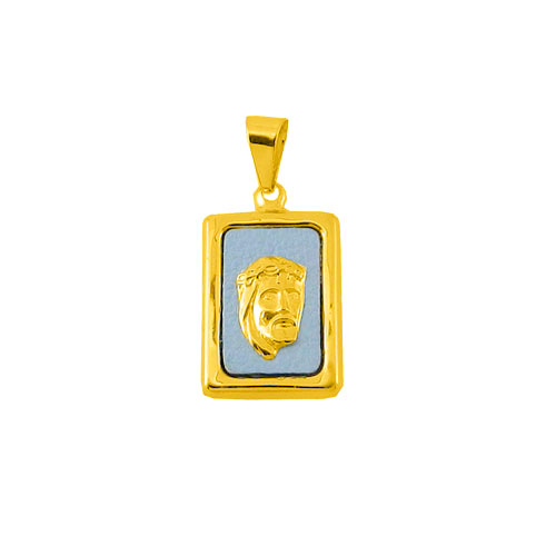 Χρυσό φυλαχτό Κ14 με δέρμα