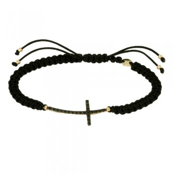 Μακραμέ βραχιόλι με χρυσό σταυρό Κ9