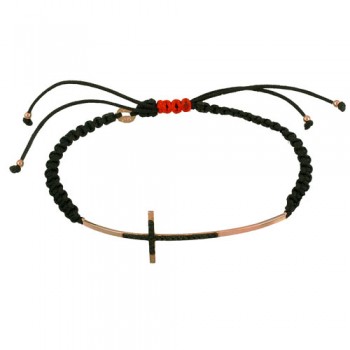 Μακραμέ βραχιόλι με ροζ χρυσό Κ9